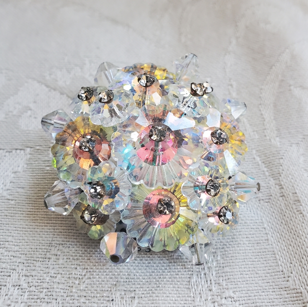 Vintage Rhinestone & Crystal Cluster Brooch